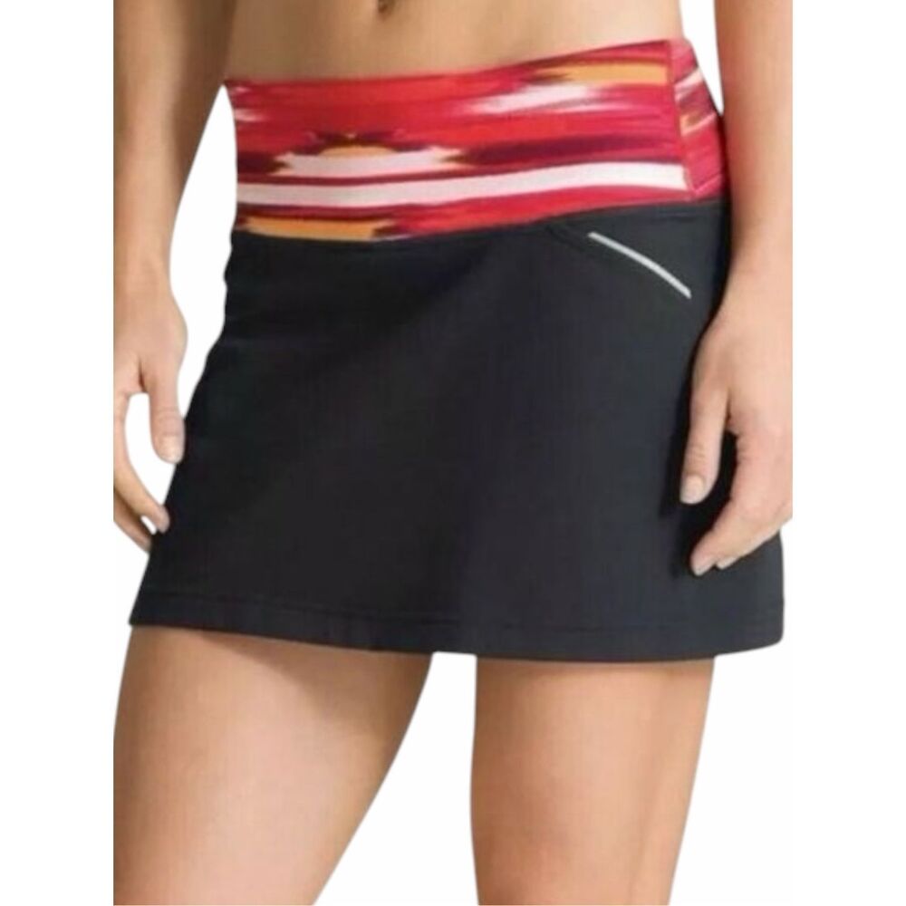ATHLETA Airbrush Relay Running Skort Black Grenadine Print Golf Medium #581367